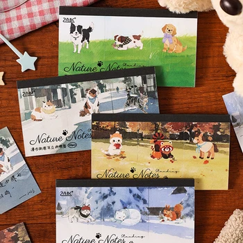 90 fogli/libretto di foglietti adesivi naturali, con motivi creativi e simpatici di cani e gatti, su cui è possibile scrivere e strappare come decorazioni.