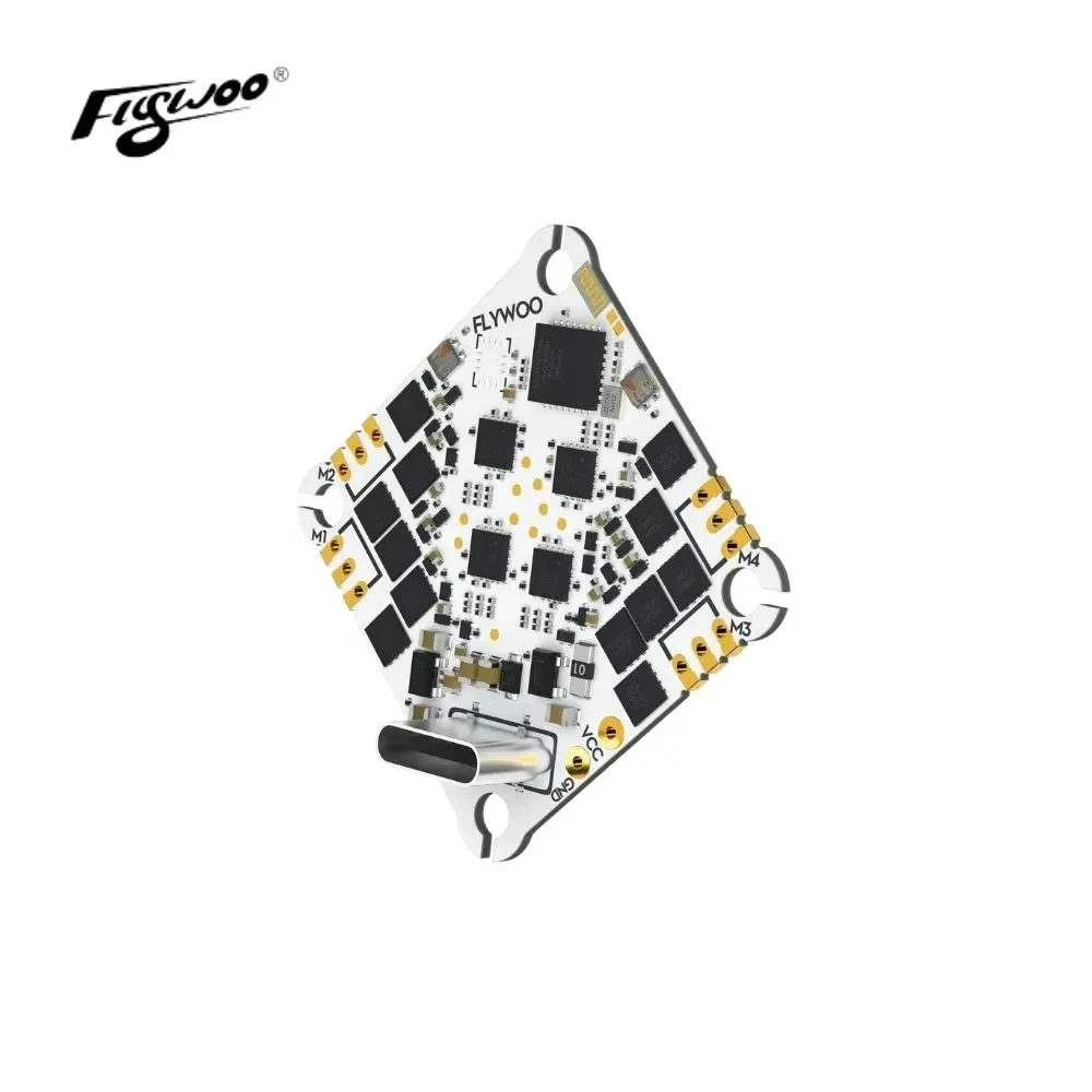 FLYWOO GOKU F405 HD V2 AIO – Carte de vol F405 avec récepteur ELRS intégré pour micro drone HD, vue de côté montrant l'épaisseur
