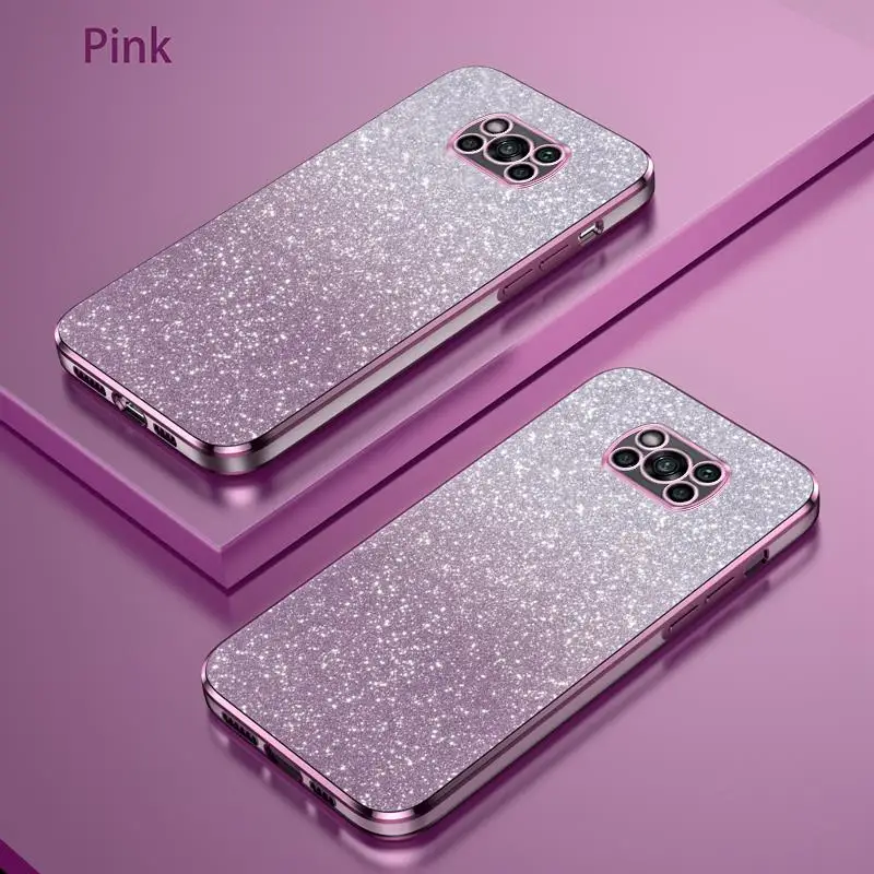 thumbnail image 1 of Pocox3 X3pro Luxury Glitter Gradient Plating Case For Xiaomi Mi Poco X3 Pro Nfc Gt 5g M3 M4 Women Silicone Shockproof Back Cover, 1 of 4