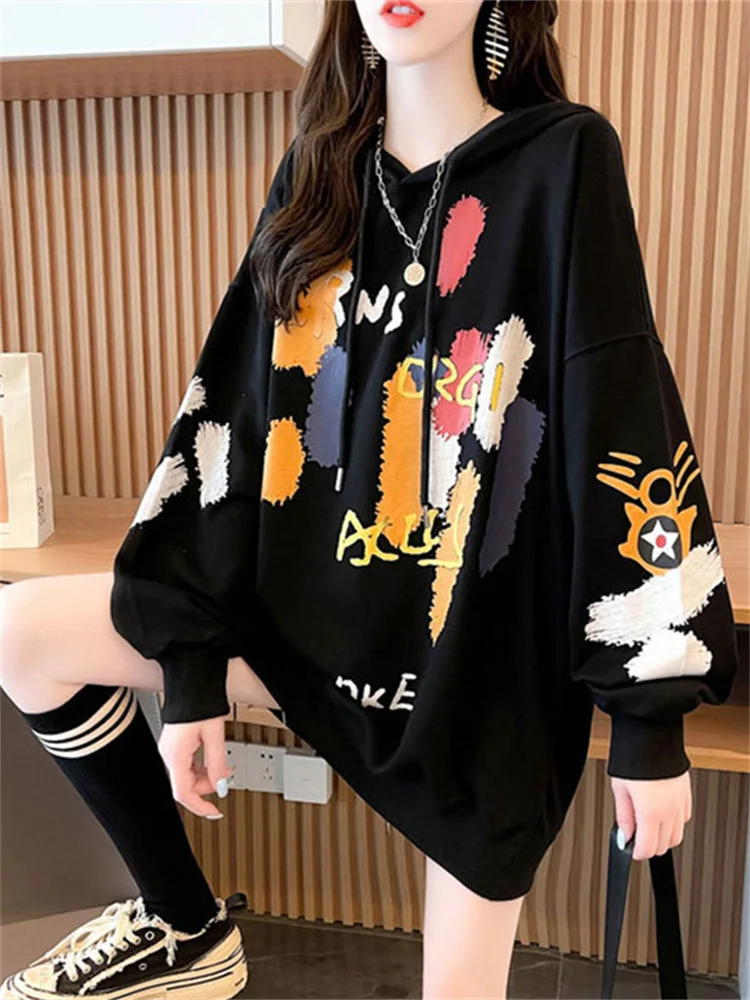 

H.sa 2023 Women Streetwear Hoodie Sweatshirt Funny Cartoon Graphic Hoodie Autumn Harajuku Anime Hooded Pullover Hip Hop Hipster