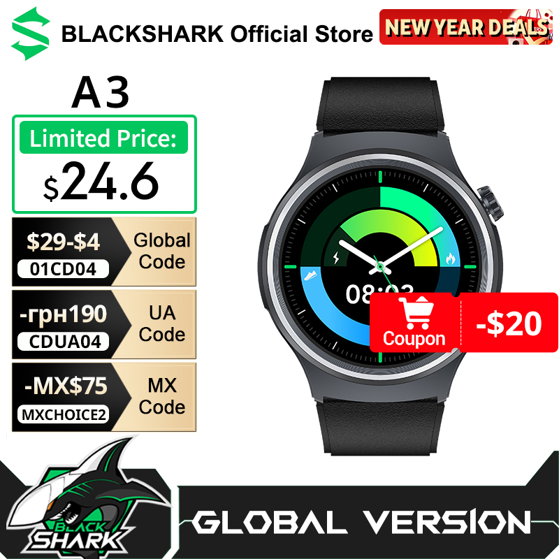  Global Version Black Shark A3 1.53'' Display 14 Days Life 120+ Sports Modes Over 240 Watch Faces 3ATM Health Monitoring 