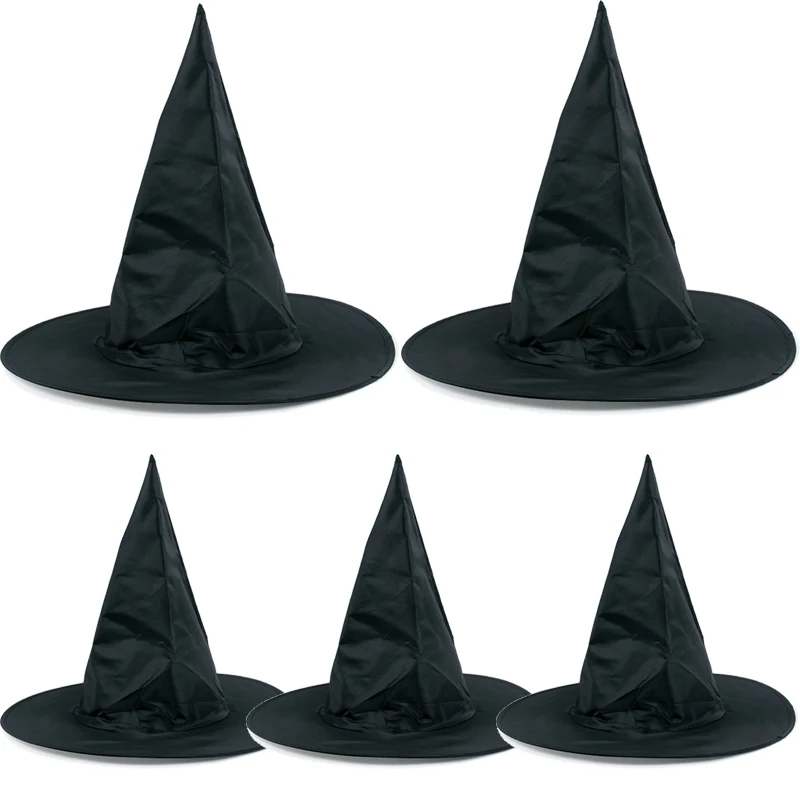 3/5 stücke Halloween Schwarz Hexe Hut Hof im freien garten Hängen Hexe Hut Halloween Party Cosplay Kostüm Requisiten Dekor Zauberer kappe – Detail 5
