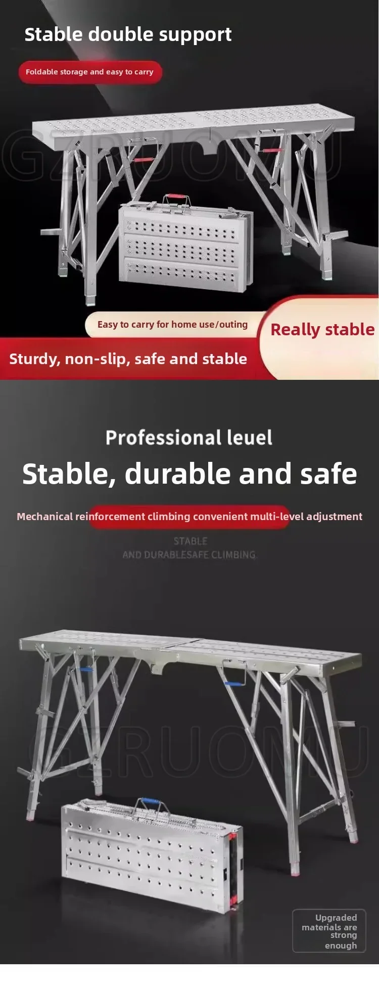 Folding Stool Lift Thickened Decoration Stool Double Support Indoor Putty Scaffo
