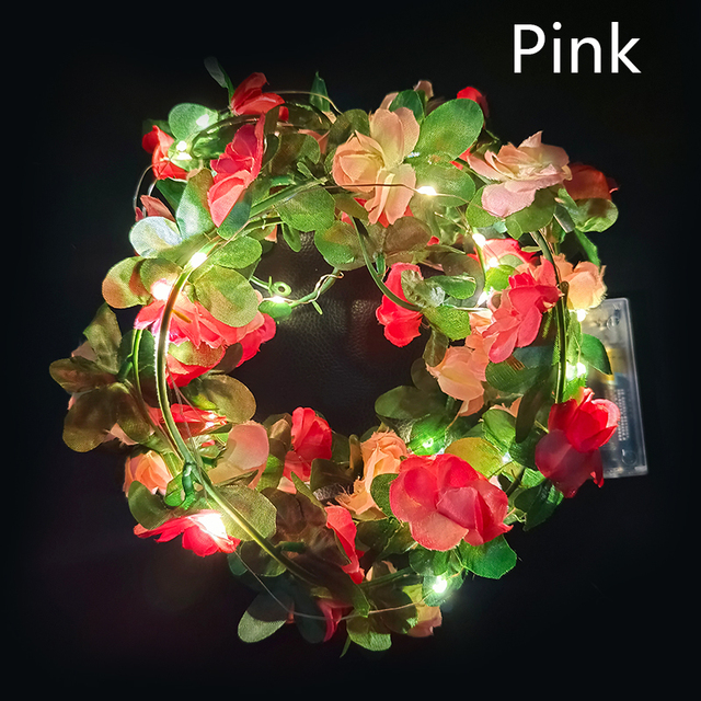 LED Rose Wreath Artificial Plant Vines Valentine's Day Christmas Wedding Decoration Interior Romantic Atmosphere Decoration