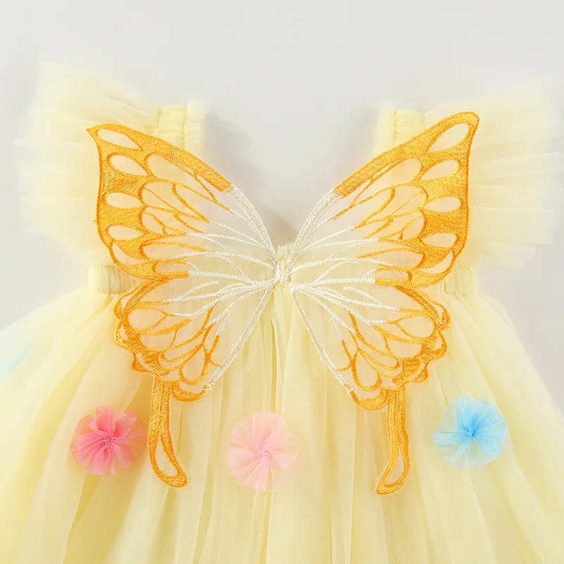 Toddler Kids Baby Girls' Summer Tulle Dress Butterfly Flower Princess Mesh Bow Wings Dress for Girls Birthday Party Mesh Dresses