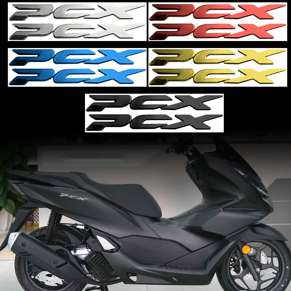 2Pcs Pcx Sticker 3D Epoxy Motorcycle Stickers Exhaust Decals Emblem Badge Accessories For Honda Pcx125 Pcx150 Pcx160