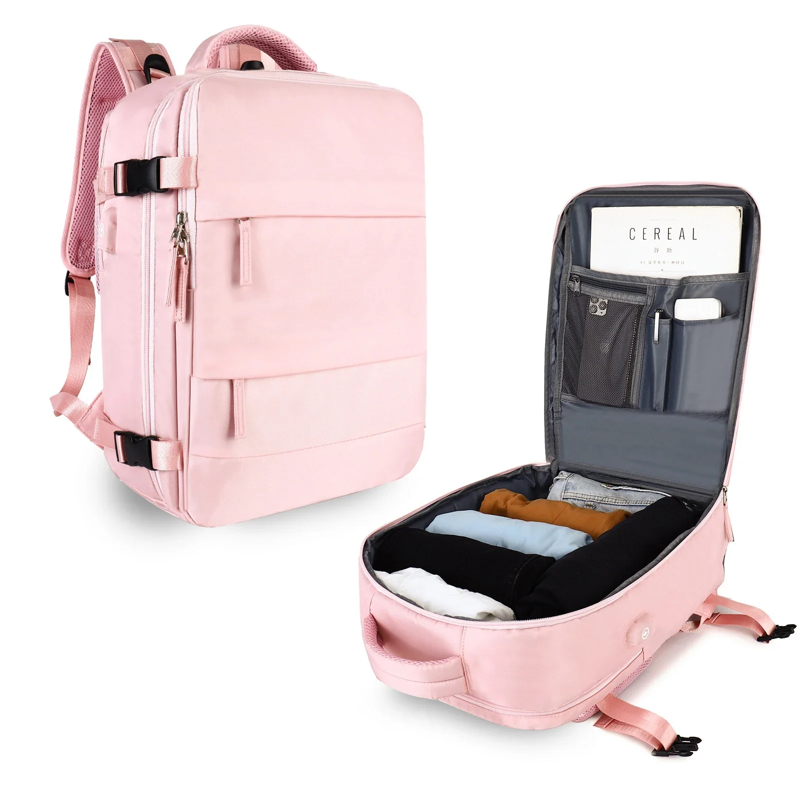 PinkTravelBackpackWomenAirplaneLargeCapacityMultiFunction