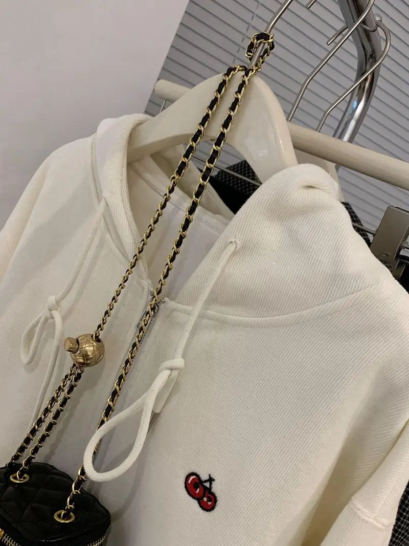 Women's Casual Sweet  Long Sleeve Solid Color Sweatshirts 2023 Autumn Winter Korean Style Top Female Fashion Purple Hoodies