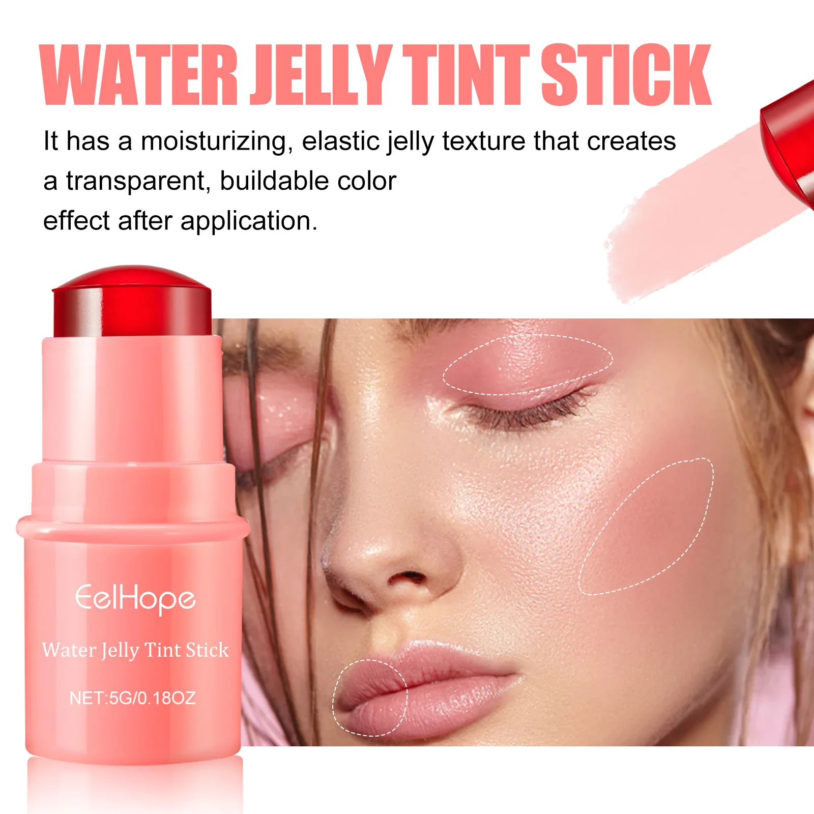 3-in-1 Milk Jelly Tint Facial Blusher Wand Moisturize Lasting Brightening Matte Rouge Cheek Contour Lipstick Stick Beauty Makeup