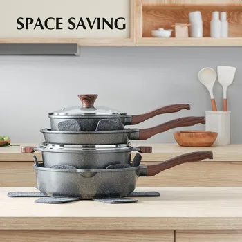 Nonstick Cookware Set 13-Piece, Non Stick Pots and Pans Set with Swiss Granite Coating, Non-toxic Kitchen 6