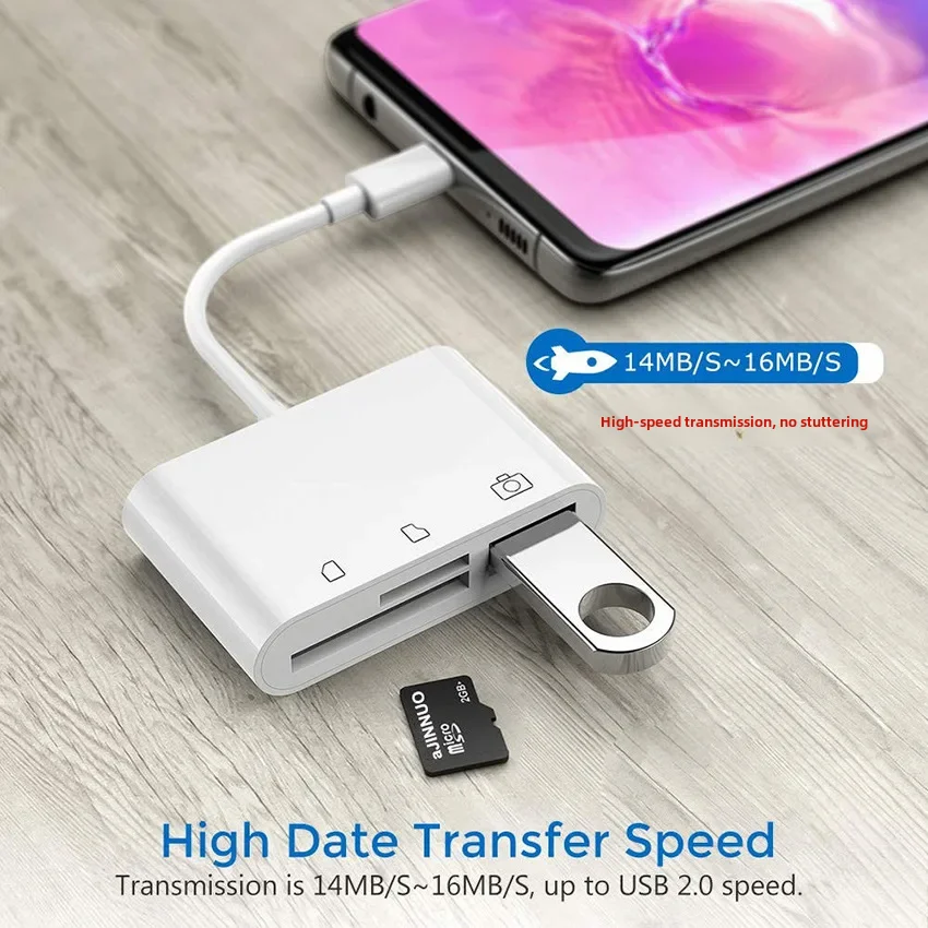 3-in-1 다기능 USB Tf 카드 Sd 카드, 안드로이드 Otg 리더, C 타입 허브, 휴대폰 컴퓨터 리더 어댑터