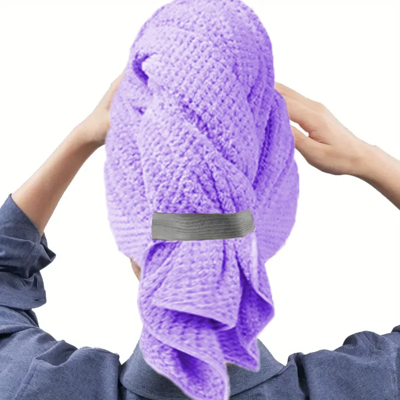 Ultra Absorbent Microfiber Hair Turban - Extra Large Quick-Dry Wrap with Elastic Band