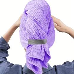Ultra Absorbent Microfiber Hair Turban - Extra Large Quick-Dry Wrap with Elastic Band (Blue)