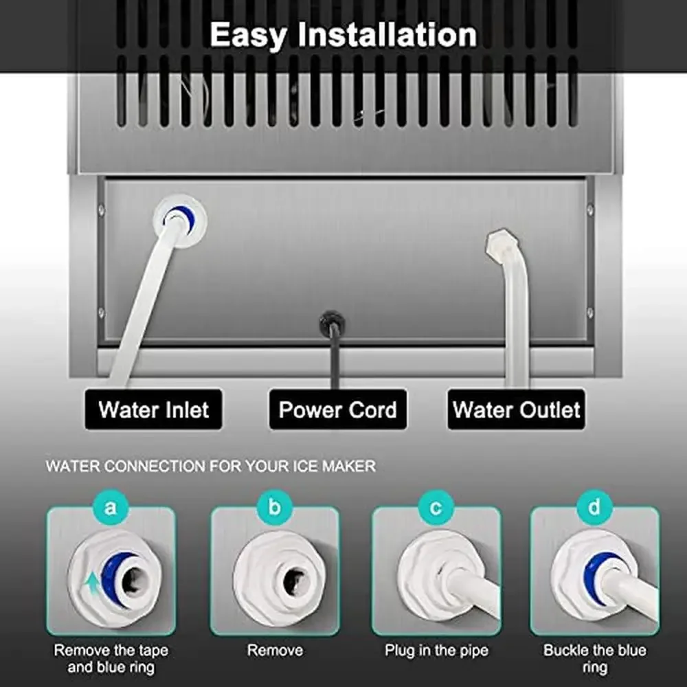 Commercial Ice Maker Machine 160LBS/24H with 35LBS Storage Bin LCD Display Panel Clear Ice Cubes 11-20 Mins Stainless Steel Body 3