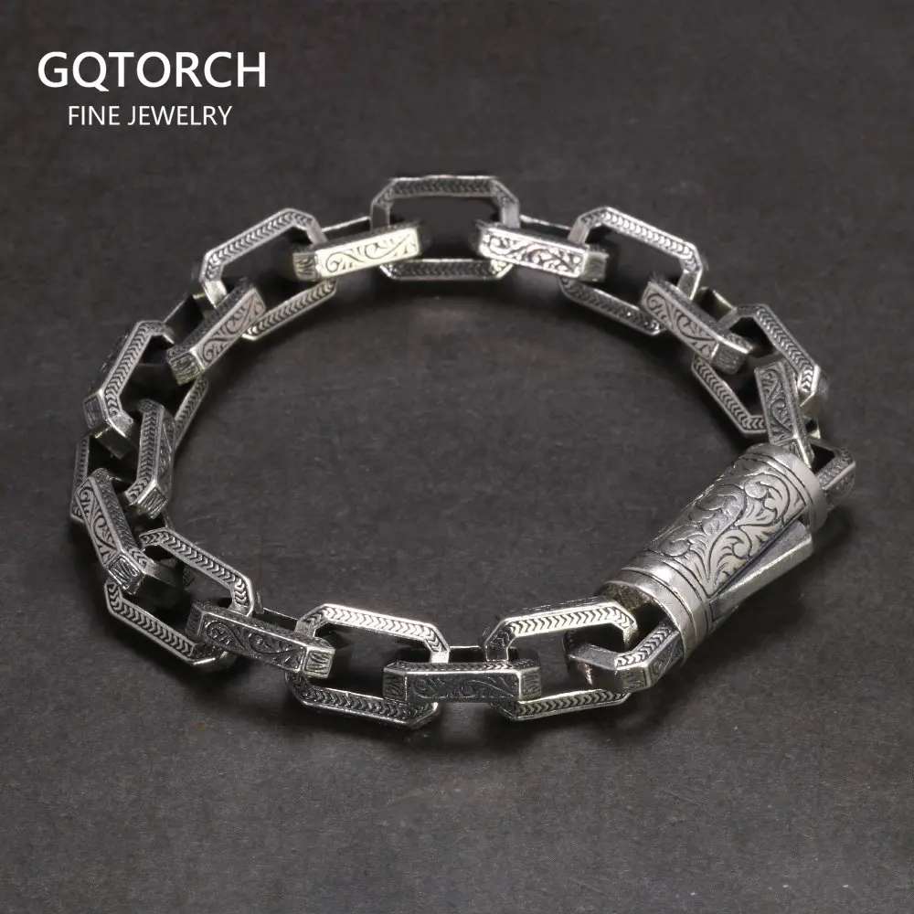 Real 925 Sterling Silver Roller Bracelet Men Six True Words 
