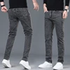 Spring and Summer New Men's Jeans Simplified Korean Edition Slim Fit Straight Leg Versatile Shaped Mid Waist Elastic Men's Jeans 2