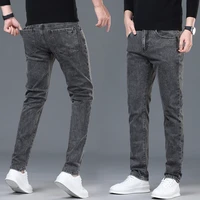 Spring and Summer New Men's Jeans Simplified Korean Edition Slim Fit Straight Leg Versatile Shaped Mid Waist Elastic Men's Jeans 2