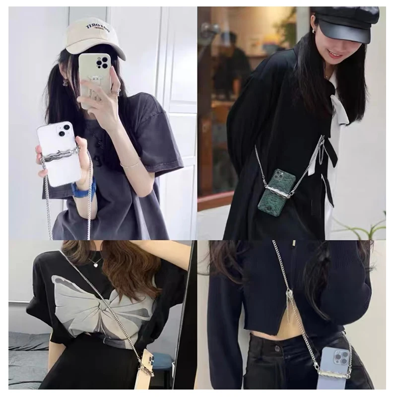 Universal Crossbody Phone Chain with Detachable Lanyard and Stand Functionality