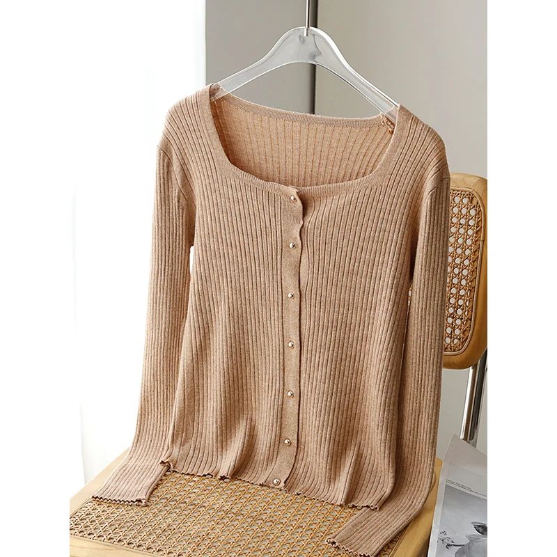 

Женский свитер на пуговицах, хлопковый пуловер в рубчик с длинным рукавом, 5 цветов, модный джемпер в Корейском стиле, весна 2024