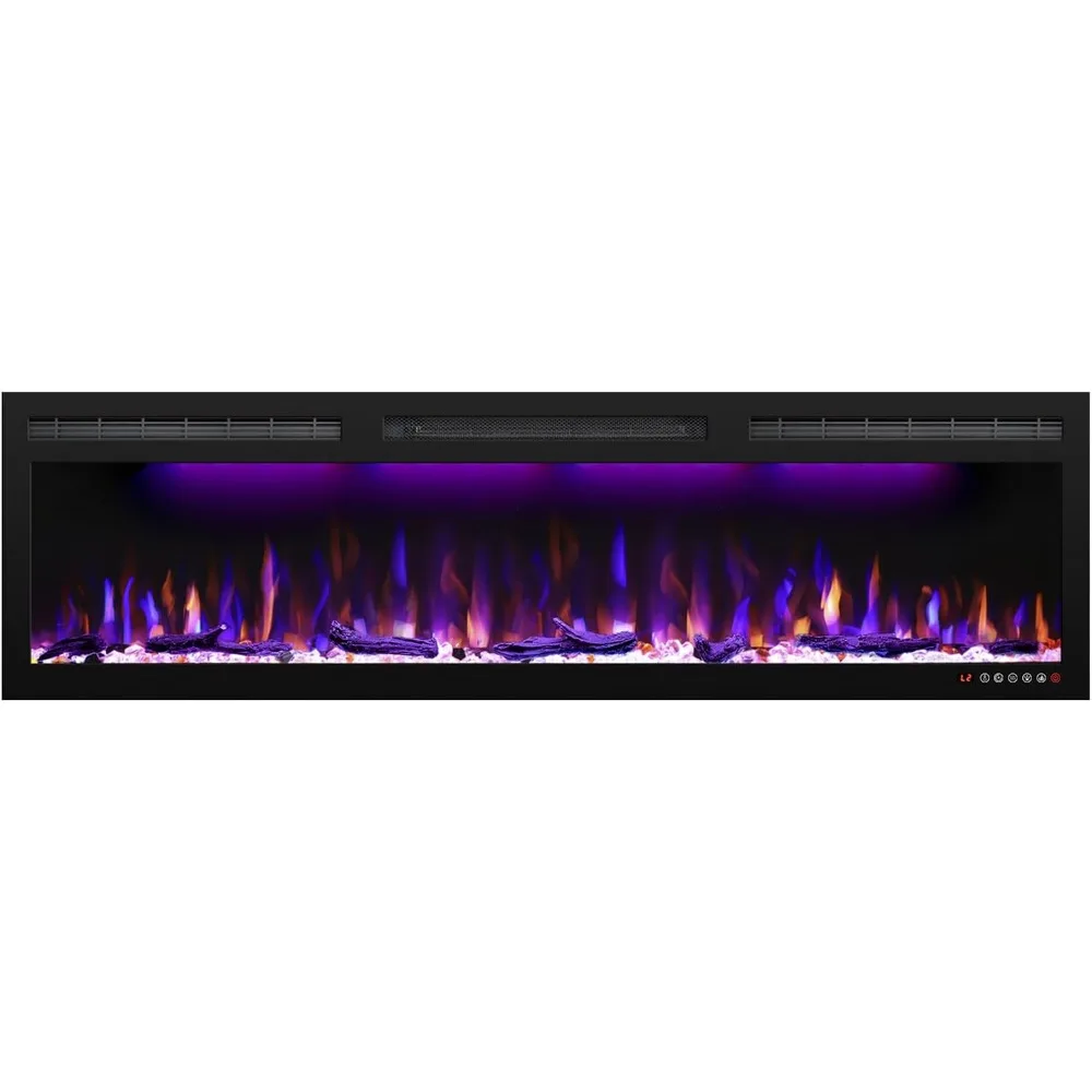 60-inch electric fireplace, recessed and wall mounted slender electric fireplace, 750/1500 watt heater fireplace 4