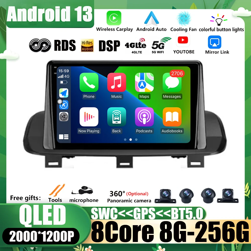 Autoradio Per Nissan X-Trail Xtrail X-Trail 4 T33 2021 Rogue 3 Iii 2020 - 2021 Android 13 Navigazione Gps Qled Dsp Multimedia