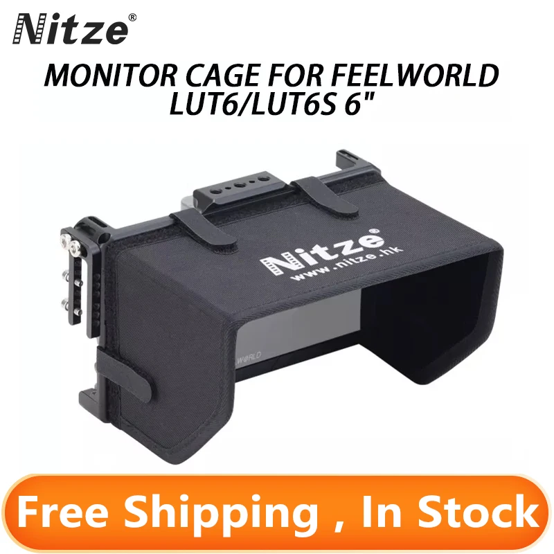 

Nitze Monitor Cage for Feelworld LUT6/LUT6S 6" With HDMI Cable Clamp and LS5-C Sunhood for Screen Monitor Rig Protective Cage
