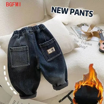 1-10 Y Toddler Boys Pants for Spring Autumn & Thickened One Piece Velvet Children's Fashionable Loose Jeans for Winter Outwear 1