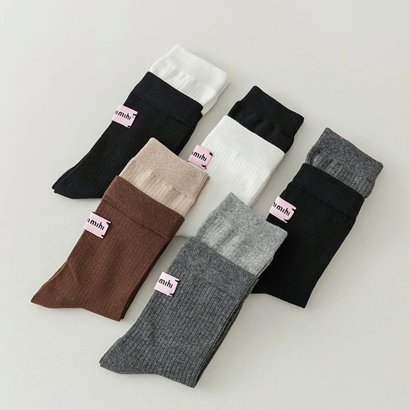 Mode für Frauen Retro koreanische rosa Label Englisch Brief gestreifte Baumwoll socken Frühling Herbst weich bequem bequem Mid-Tube Sport Sox – Detail 13