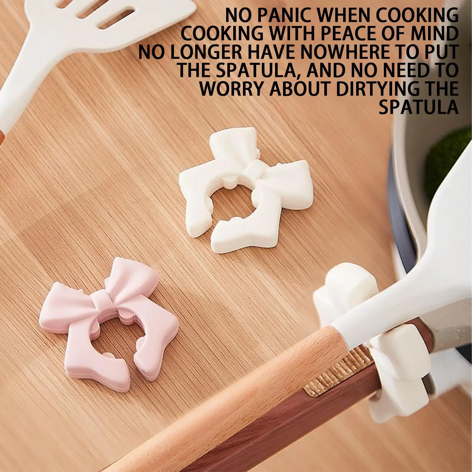 Bow Silicone Spatula Rack Silicone Utensil Holder Heat-Resistant Space-Saving Bowknot Ladle Rest for Pot Non-Slip Kitchen Gadget