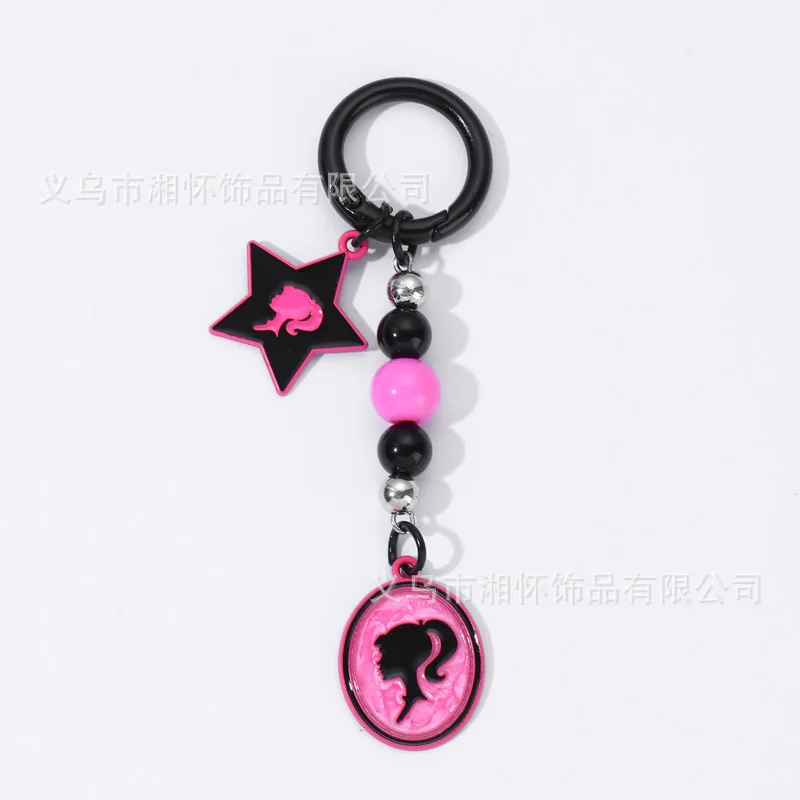 Portachiavi Kawaii Anime Barbie Style Black Pink Y2K Cartoon Cute Dopamine Portachiavi Star Pendant Jewelry