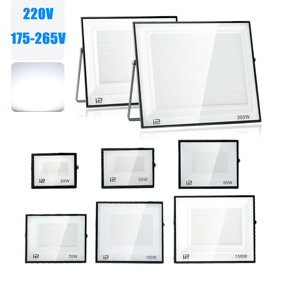 LED Flood Light led flood light AC220V 20W 30W 50W 70W 100W 150W 200W 300W IP66 Waterproof Outdoor Projector For Garden Street Garage Lighting