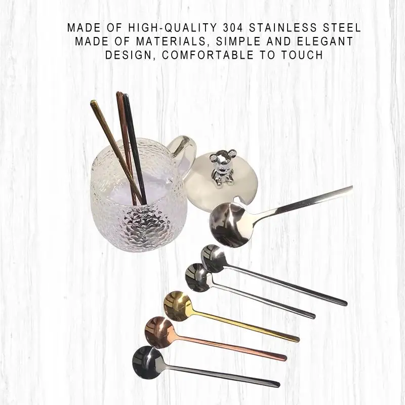 

304 Stainless Steel Tea Spoon Coffee Spoon Gold Small Round Spoon