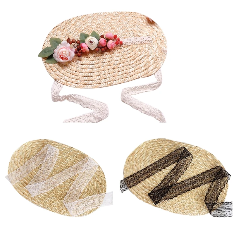 

A2ES Spring&Summer Sunshade Flat Hat Trendy Flower Decor Bonnets Beach