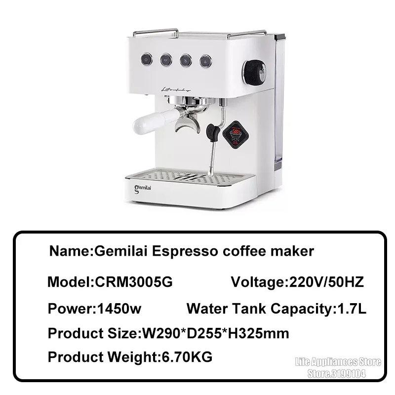 Máquina de café Espresso con bomba semiautomática para el hogar, cafetera  italiana tipo capuchino con burbujas de leche, 15bar, CRM3605 - AliExpress