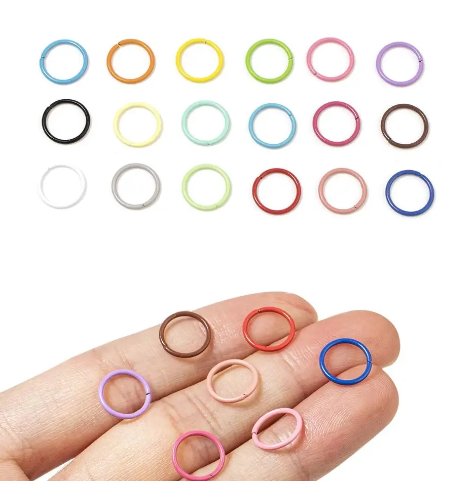 Colorful Metal Single Loop Rings for DIY Jewelry Making - 50pcs Assortment