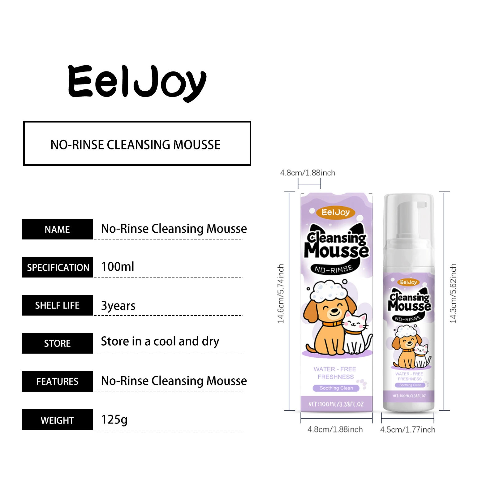 Description Picture 3 of itemPet Waterless Cleansing Mousse Effectively Remove Dust Eliminate Odor Gentle Formula Nourishing Skin Smooth Fur Pet Shampoo Foam