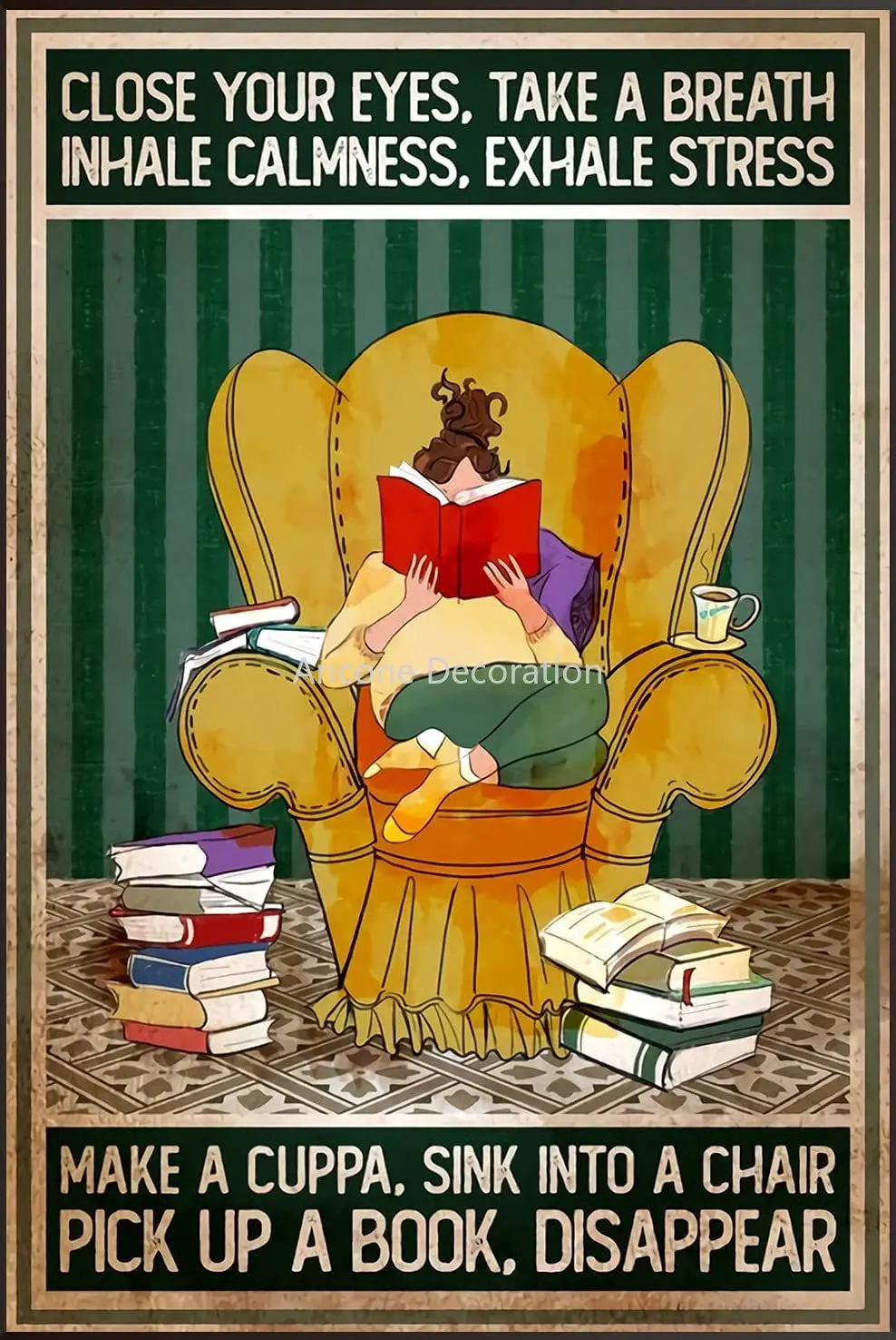 

Love Book Poster Sink to The Chair to Pick Up The Book and Disappear Love Reading The Metal Tin Sign Wall Art