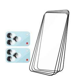 Premium Full Glue Glass Screen Protector with Soft Fiber Camera Film - 6 Pack, Clear Anti - Scratch Protection (4glass  2lens film)