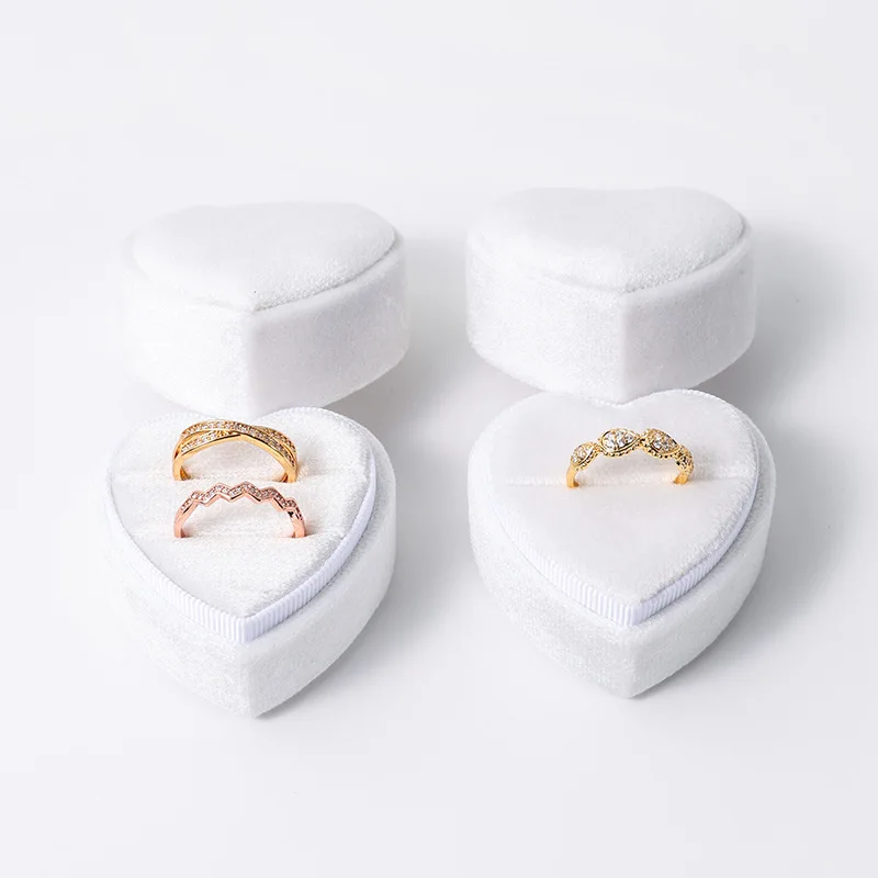 Velvet Heart Ring Box Proposal Engagement Romantic Luxury Jewelry Gift Box Wholesale Custom Logo Bulk Supplier Factory Direct