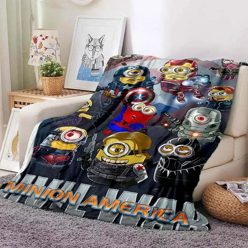 3D Printed Cartoon Cute Big Eyes A-Minions Blanket Soft and Comfortable Children's Nap Blanket Portable Travel Blanket 4