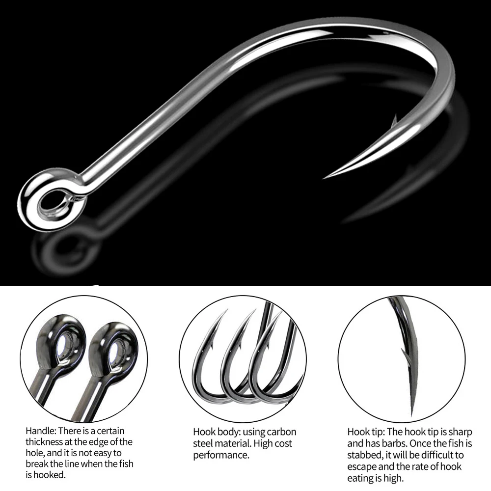 Croch Hamecon Peche Triples de 130Pcs, hameçons barbelés en Acier à Haute teneur en Carbone Taille: 4#, 6#, 8#, 10