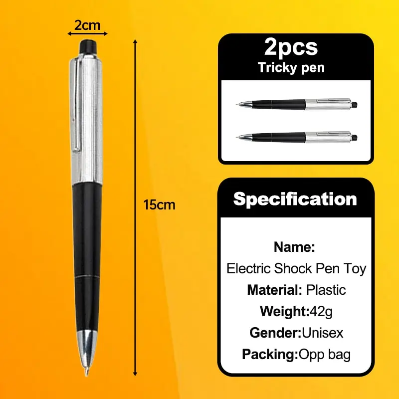 2 PCS Creative Electric Shock Pen Toy Utility Gadget Gag Joke Funny Prank Trick Novelty Friends Best Gift Birthday Spoof Gift