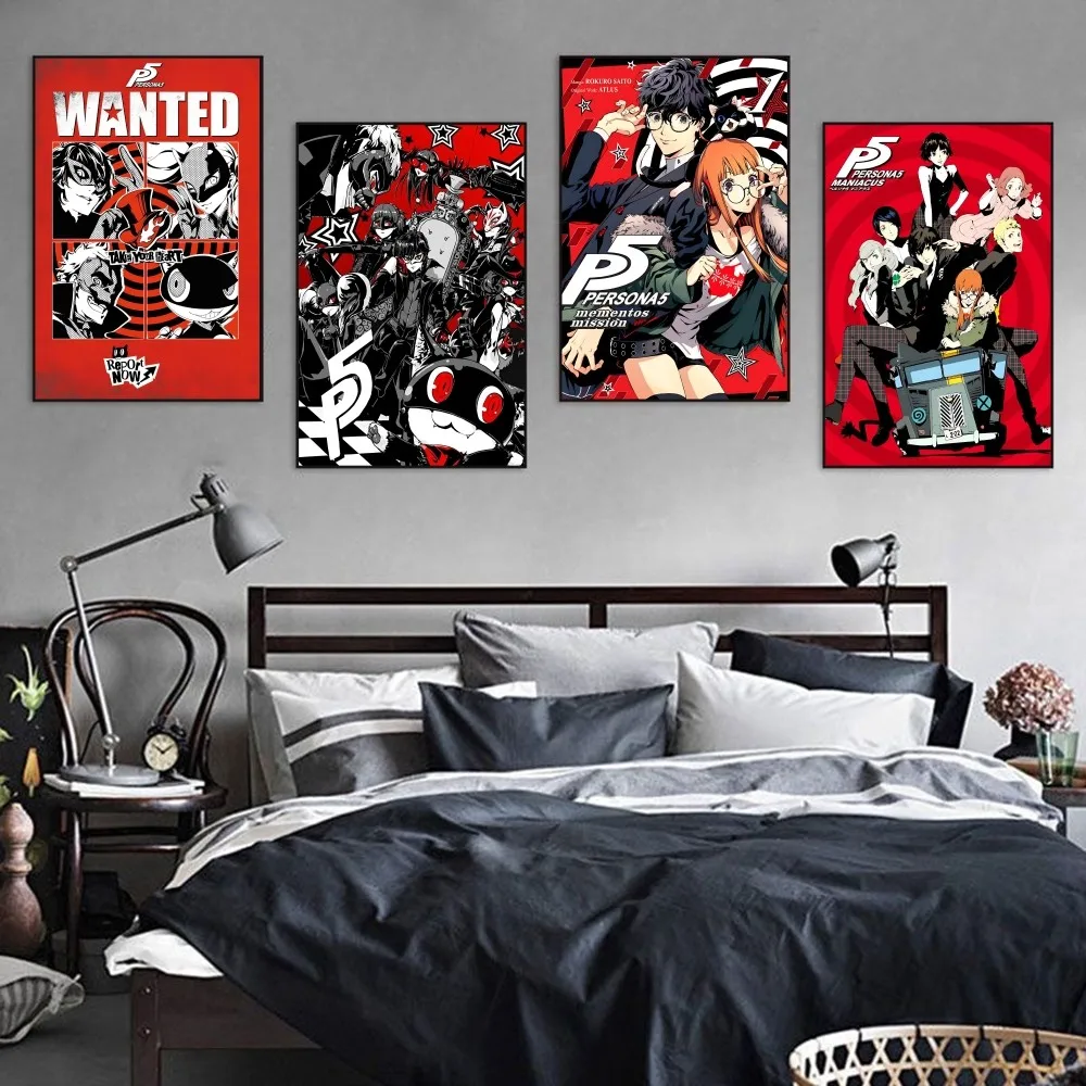 

Persona 5 Poster Self-adhesive Art Poster Retro Kraft Paper Sticker DIY Room Bar Cafe Vintage Decorative Painting