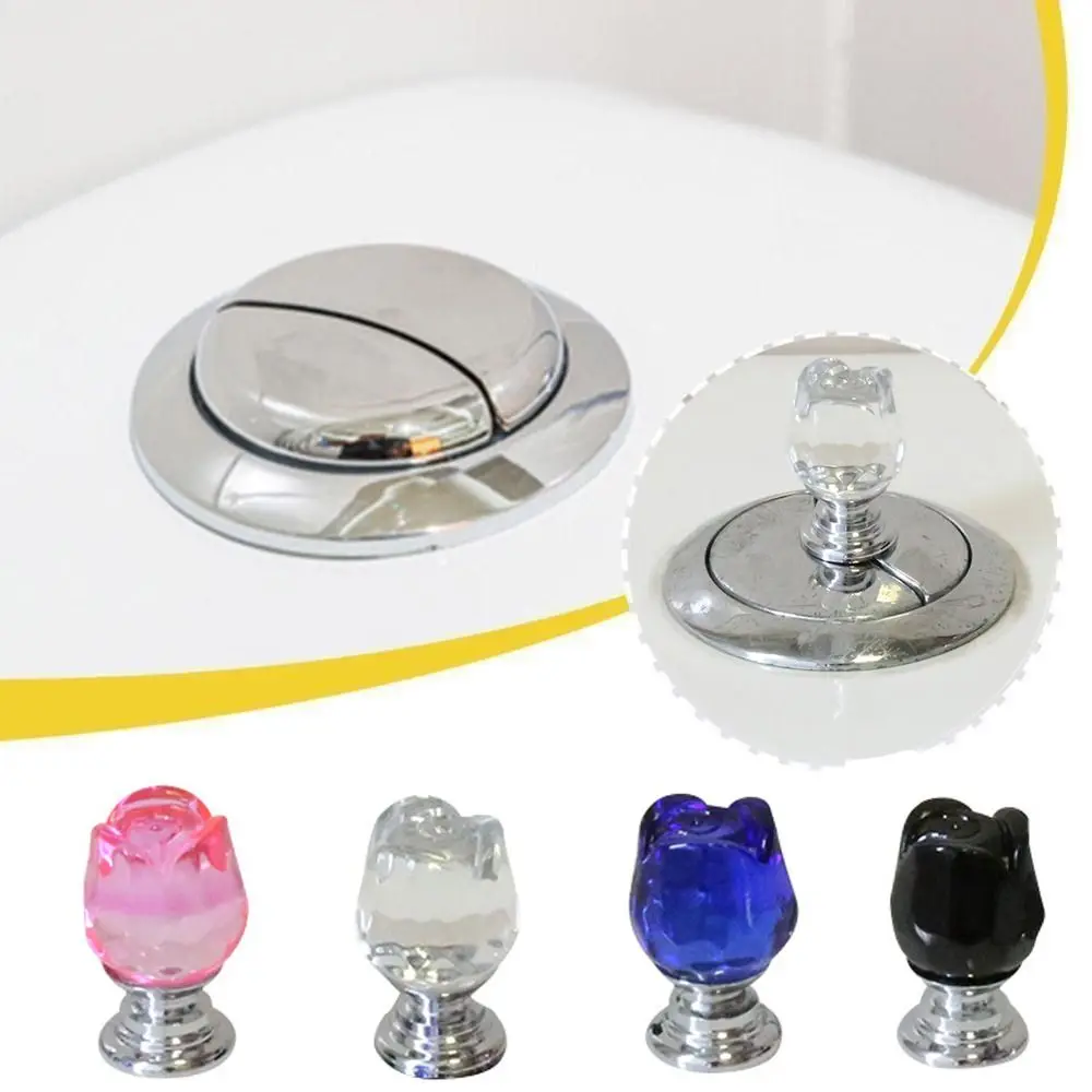 Crystal Rose Flower Toilet Tank Button New Labor-saving Universal Cabinet Drawer Knob Toilet Flush Button