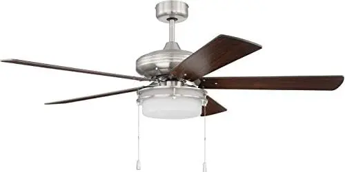 

Stonegate 52" Ceiling Fan with LED Light, 5 Blades, Brushed Polished Nickel Fans handheld Floor standing fan Neck cooling tube P