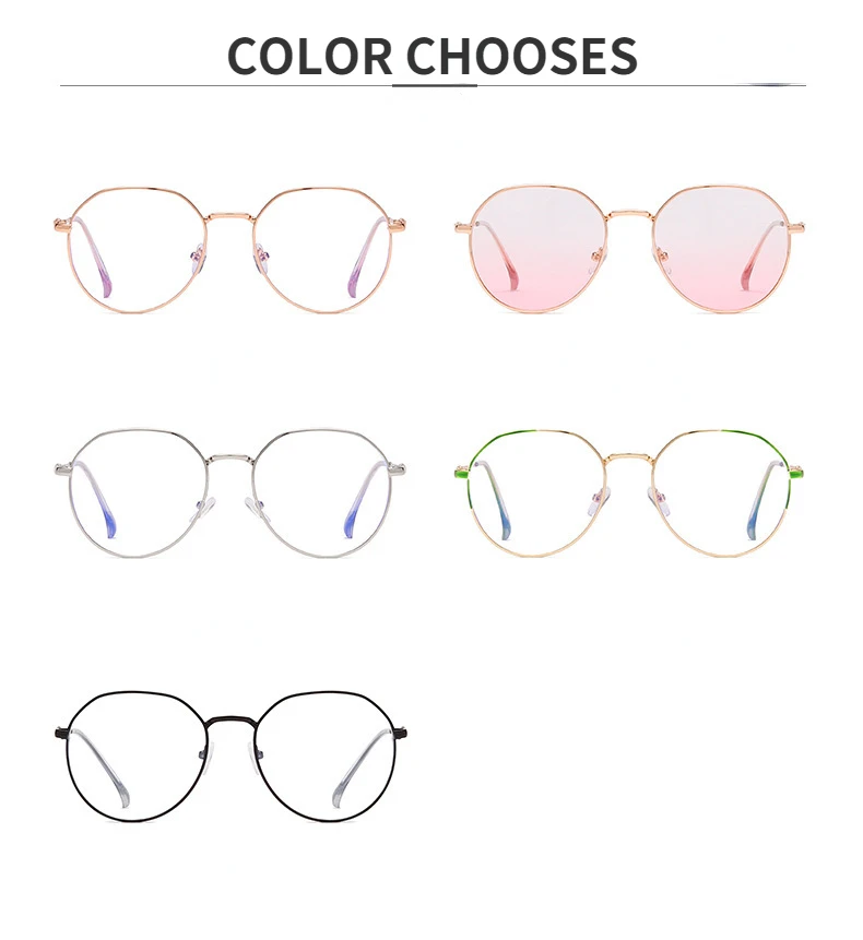 Metal Finished Myopia Glasses for Women Men Vintage Round Eyewear Nearsighted Glasses with Diopter -1.0 -1.5 -2.0 -2.5 To -6.0 6