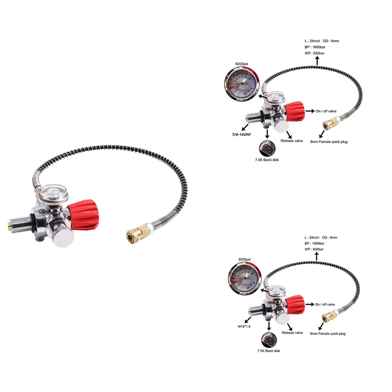 

Stainless Steel Scuba CO2 Tank Compressed Air DIN Valve Gauge & Fill Station, 300Bar/4500Psi High Pressure