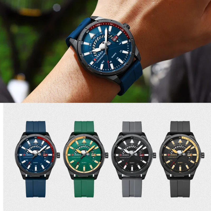 Quartz Watch Men's Fashion Watch Top Luxury Waterproof Sports Men's Watch Silicone Automatic Date Military Style Watch 8421