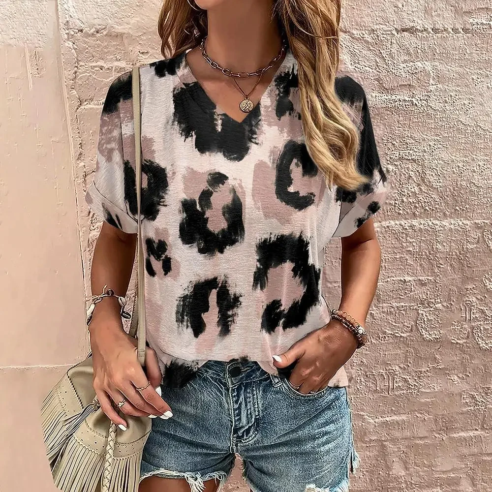 

Fashions Streaks Print Women T-shirts Black and White Color Short Sleeve Tee Summer Casual Loose Pullover Female Oversized Tops