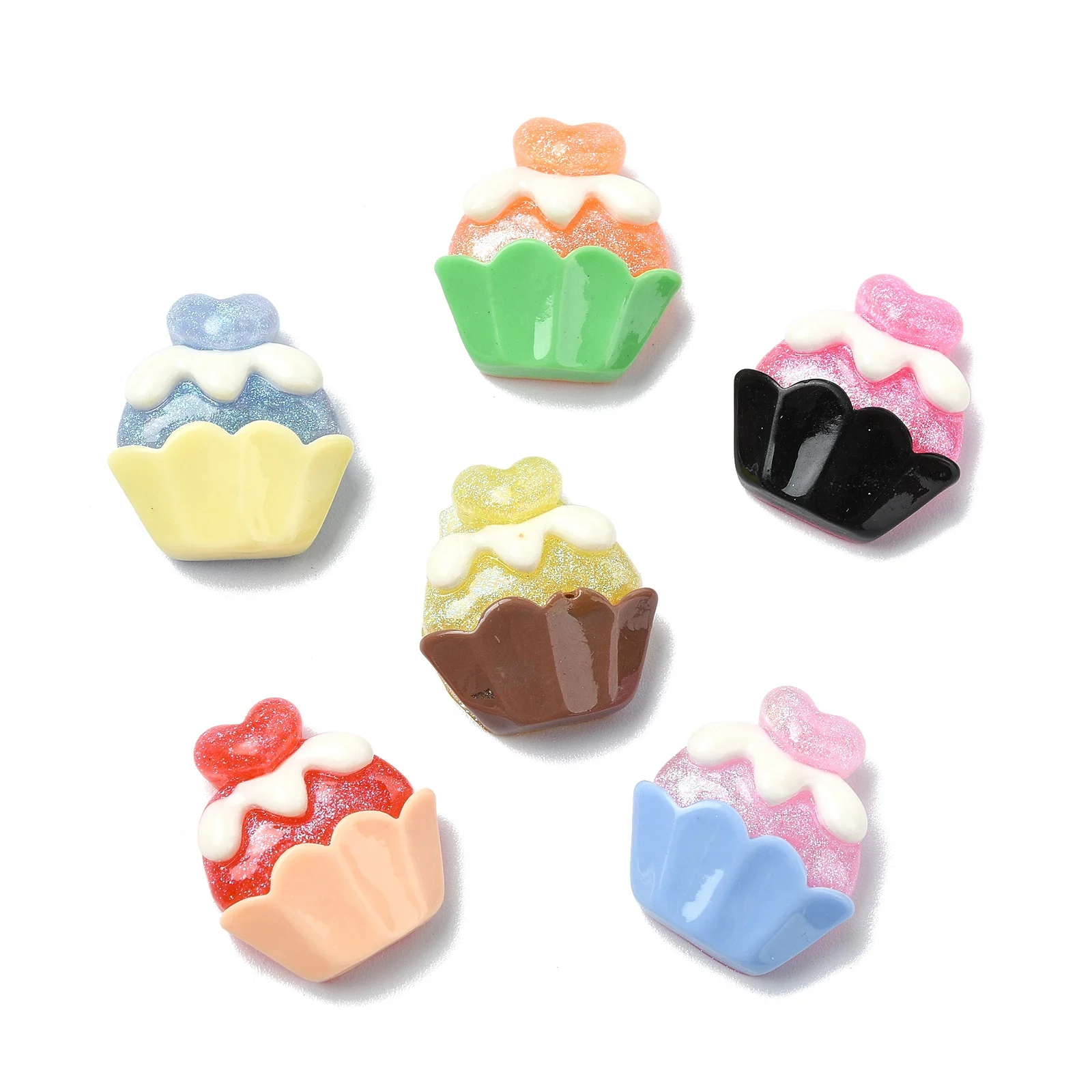 30 Stück 6 Farben Dessert Lebensmittel Harz Cabochons Flatback Süße Cupcake Decoden Cabochons für DIY Handwerk Scrapbooking Schmuckherstellung – Detail 8